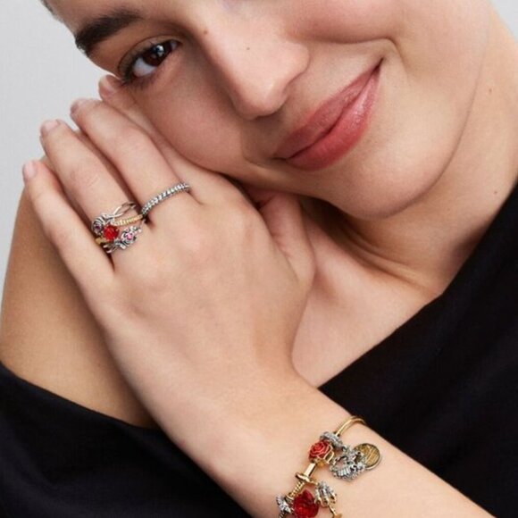 Pandora Disney Beauty and the Beast Enchanted Rose Dangle Charm - Picture 6 of 6